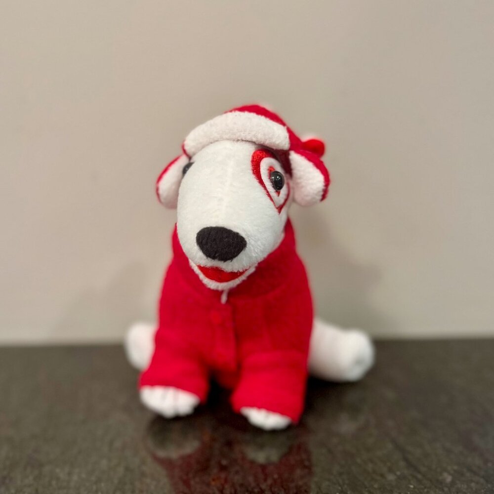 🔥 Target Bullseye Dog Red Fleece Winter Jacket Coat and Hat Collectible Toy